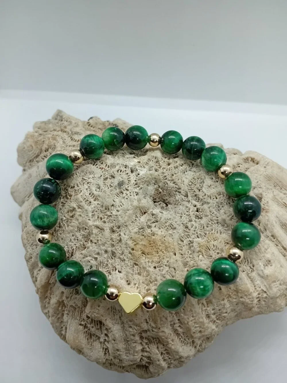 Green Tiger’s Eye & 14K Gold Filled Bracelet Wealth, Growth & Protection Energy